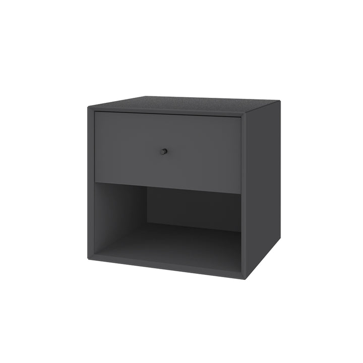 Væghængt sengebord graphite grå med sort håndtag - industriel nordisk stil